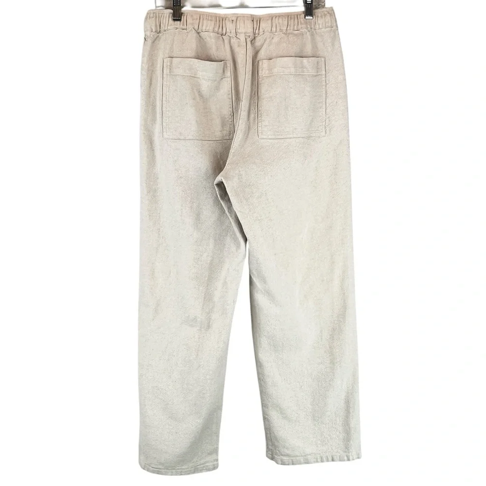 ASOS Design Wide Straight Leg Pants Pintuck Cotton Linen Blend Neutral Unisex M - Picture 2 of 7